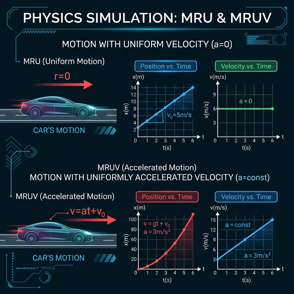 Simulação de MRU e MRUV